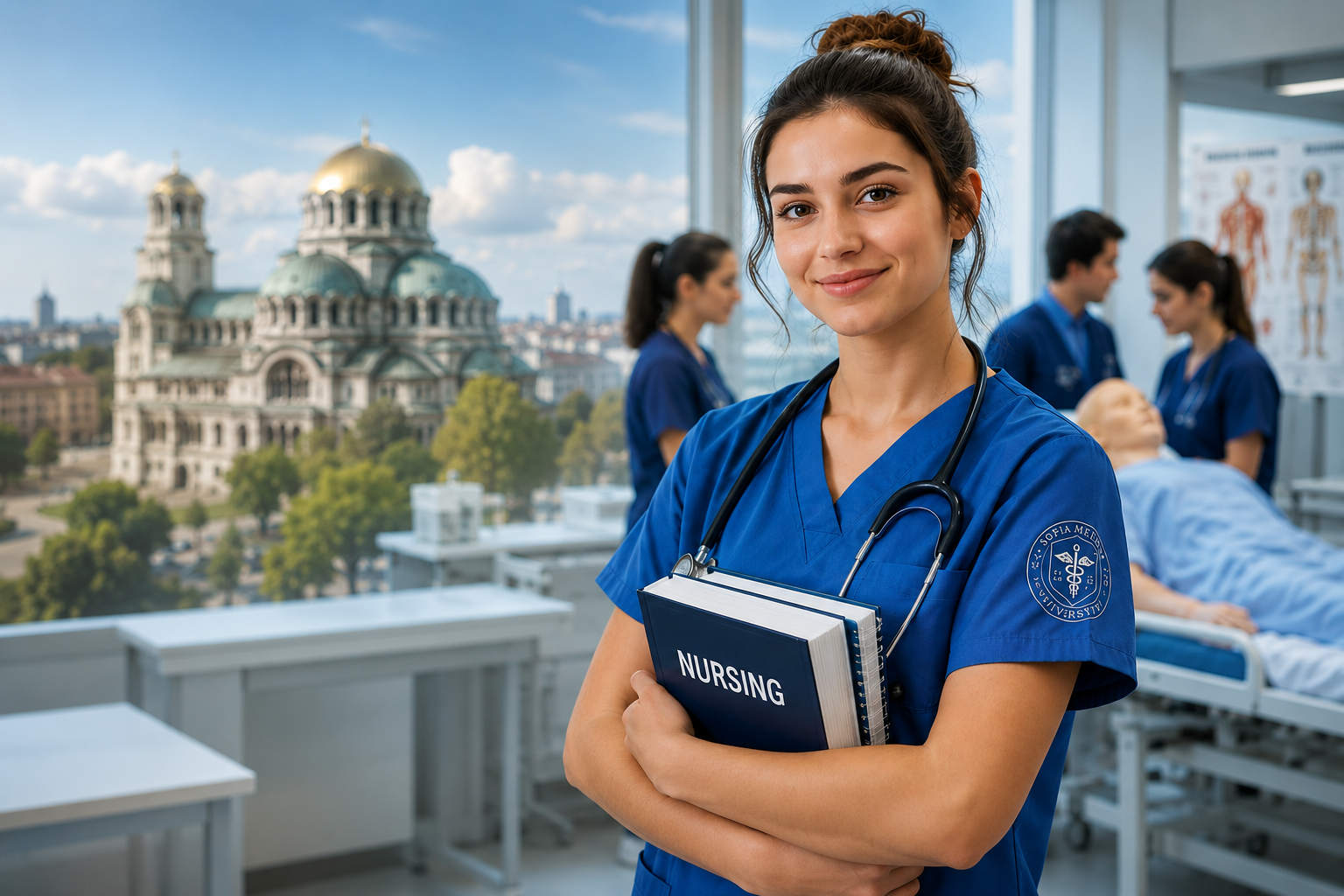 A nursing student studying nursing at Sofia Medical University in Bulgaria